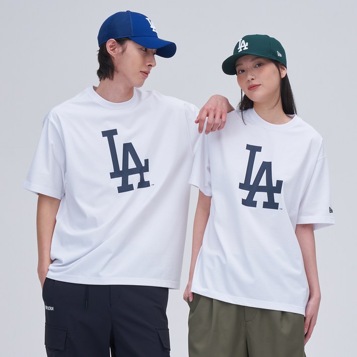 뉴에라 남녀공용 MLB 빅 로고 LA 다저스 반팔 티셔츠 14721314