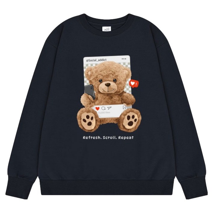 에어플레인 스크롤 베어 스탠다드 맨투맨