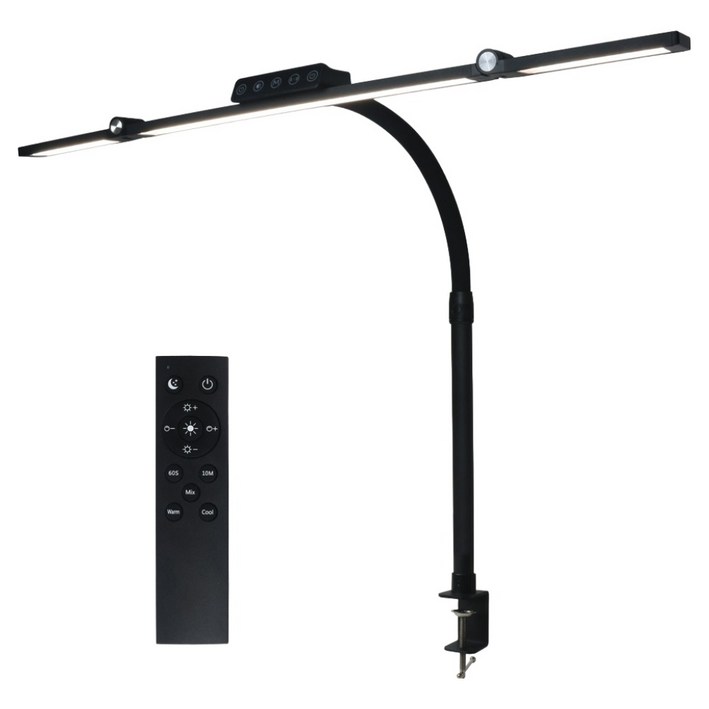 루미라인 와이드 듀얼폴딩 클램프타입 리모컨 책상용 LED 스탠드 widefoldingdual, 블랙