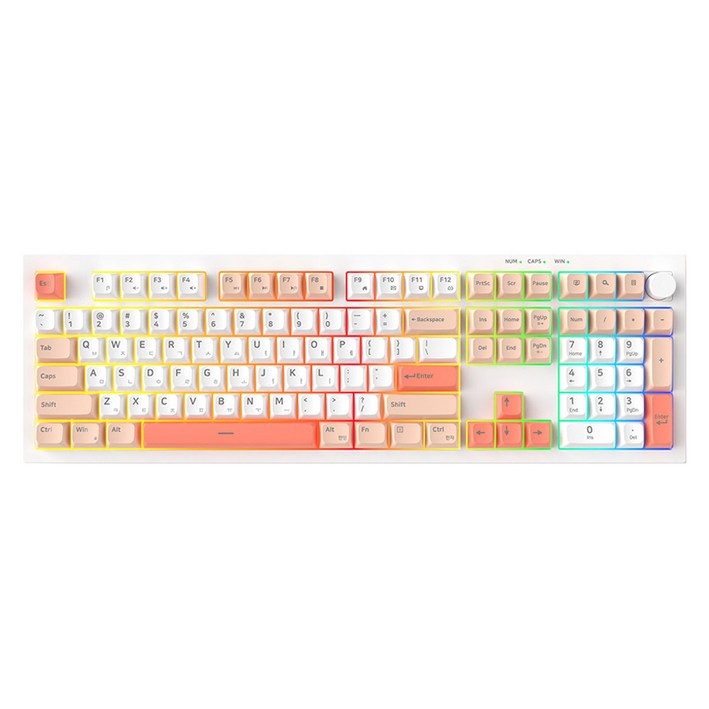 포팩트 유선 저소음 노브 RGB 키보드, 스트로베리 밀크, QN108, 멤브레인