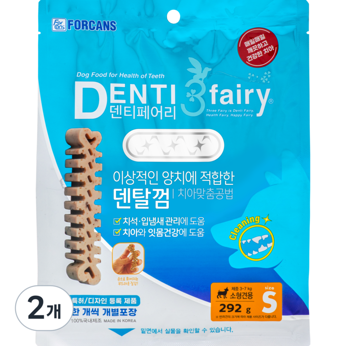 포켄스 덴티3페어리 강아지 덴탈껌 40p, 타피오카, 292g, 2개