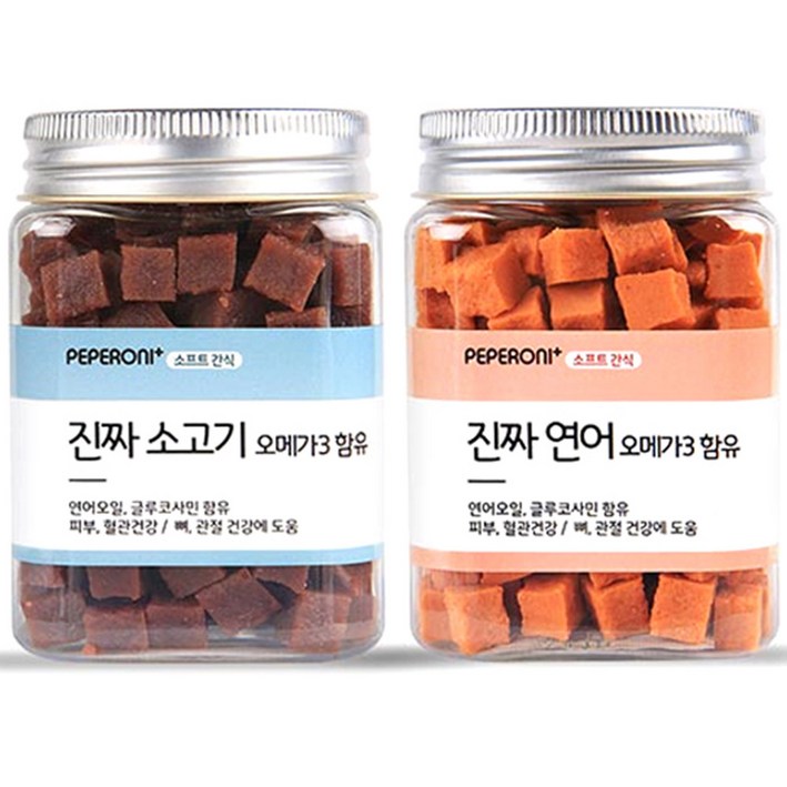 페페로니 반려견간식 오메가3 져키 연어 180g + 소고기 180g