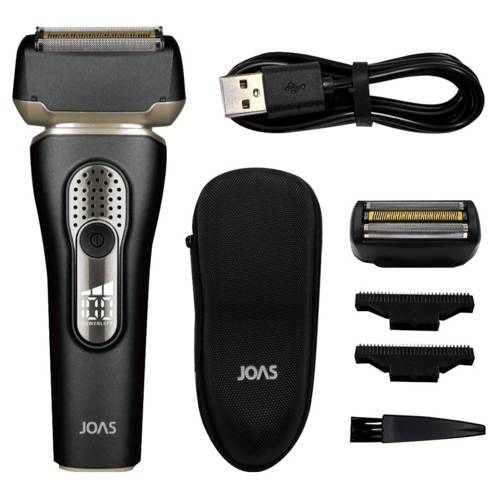 조아스 티타늄코팅 3중날 방수 전기면도기, JS-7100, 블랙, 골드