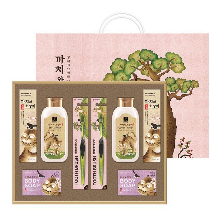 LG생활건강 까치와 호랑이 M호 선물세트 + 쇼핑백, 1세트