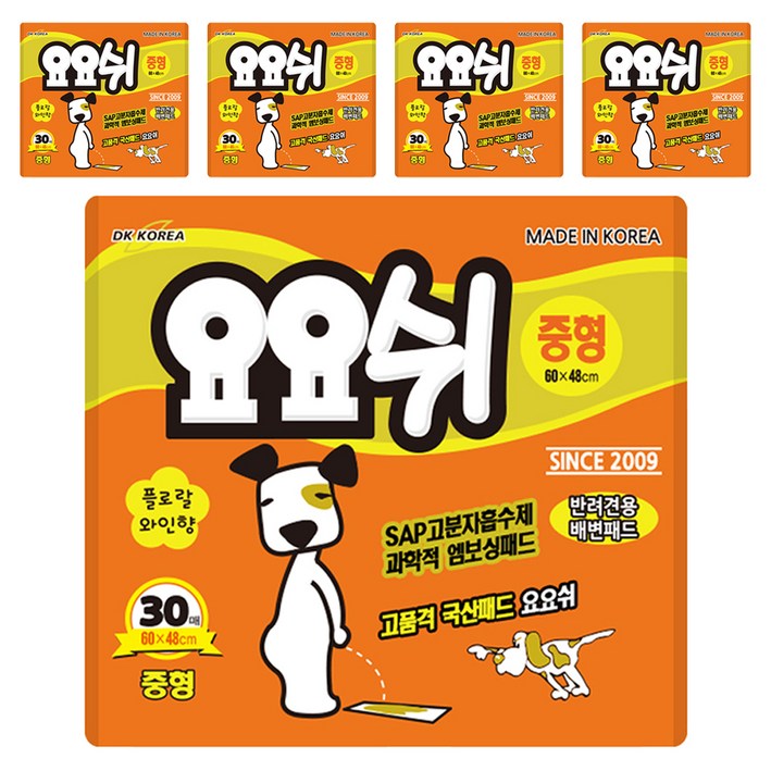 요요쉬 애견 배변패드 플로럴와인향, 30개입, 5개