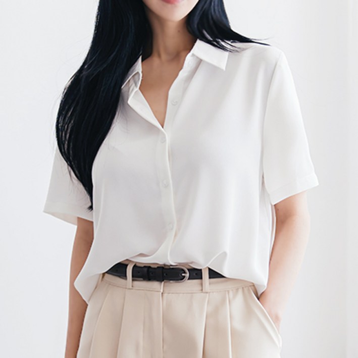 디어로라 여성용 링클프리 반팔 블라우스 IIS006 디어로라 여성용 링클프리 반팔 블라우스 IIS006