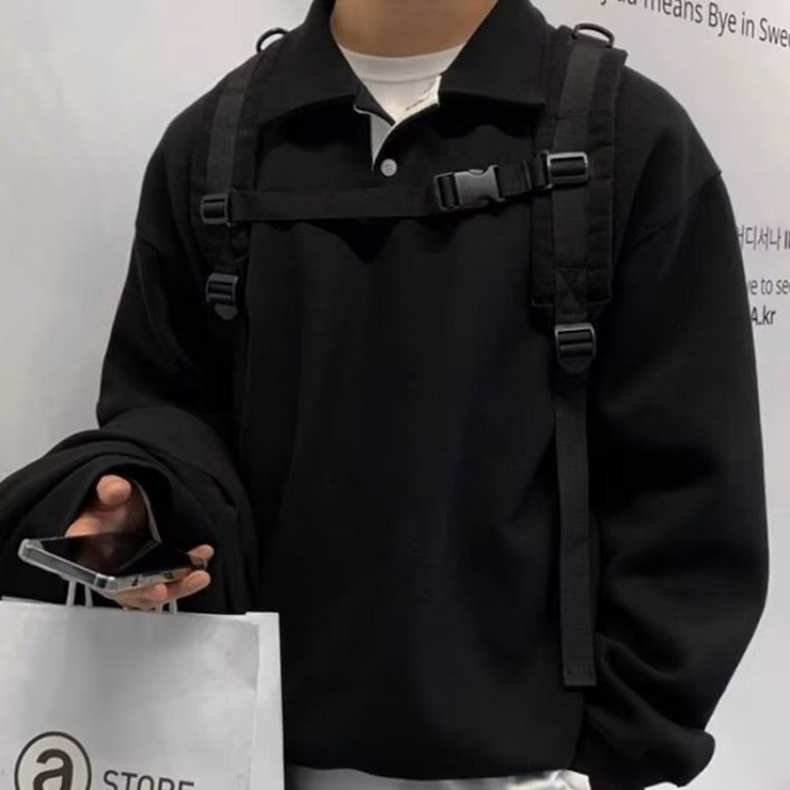 Novastar 남성 맨투맨 빅 사이즈 캐주얼 루즈핏 카라 맨투맨