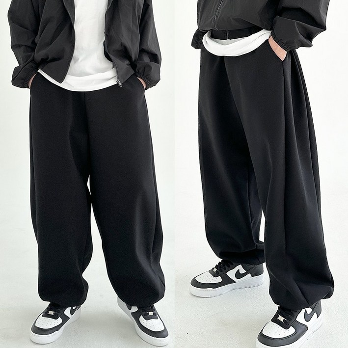 에스티오 [기모추가]당일출고 와이드 벌룬 트레이닝 조거 오버핏 빅사이즈 팬츠