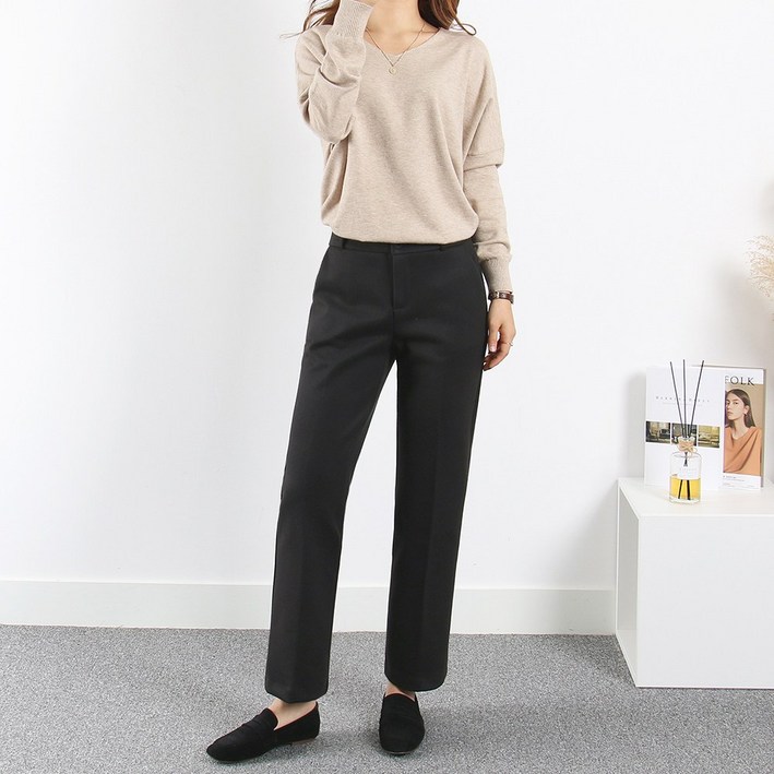 여성 겨울 기모바지 빅사이즈 뒷밴딩일반 선택 멜로이 기모팬츠 슬랙스