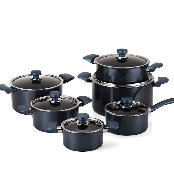 해피콜 클래식 다이아몬드 냄비세트 6개, 혼합색상, 냄비 6종, 1세트