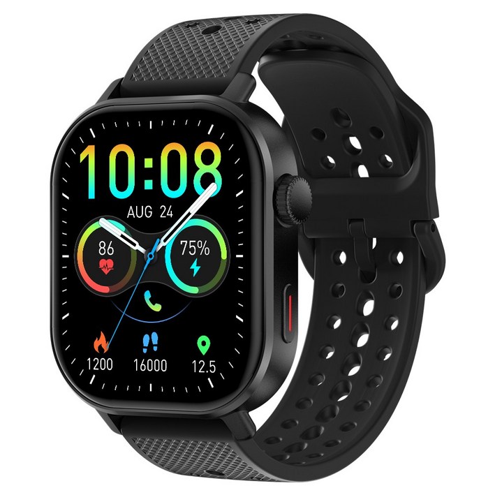 와피크 아웃도어 스마트워치 ST60 Amoled 2.13인치 GPS SOS통화 AI운동인식 스포츠시계, GPS + 블루투스, 5.4cm, 블랙