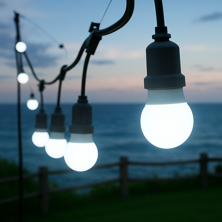 야외용 LED 방수 파티라이트 오징어등 소켓전구 세트, 5개, 8w 주광색