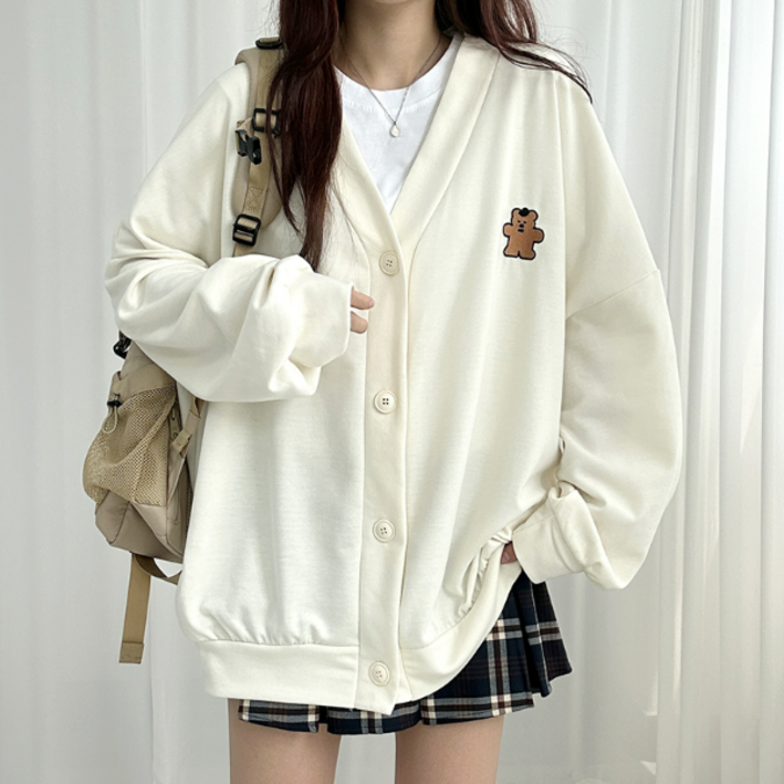 타이 베어 가디건 귀여움보장 학생가디건 교복가디건 스쿨룩가디건 봄가디건 귀여운가디건 캐릭터 오버핏가디건 빅사이즈 봄자켓 간절기 교복템