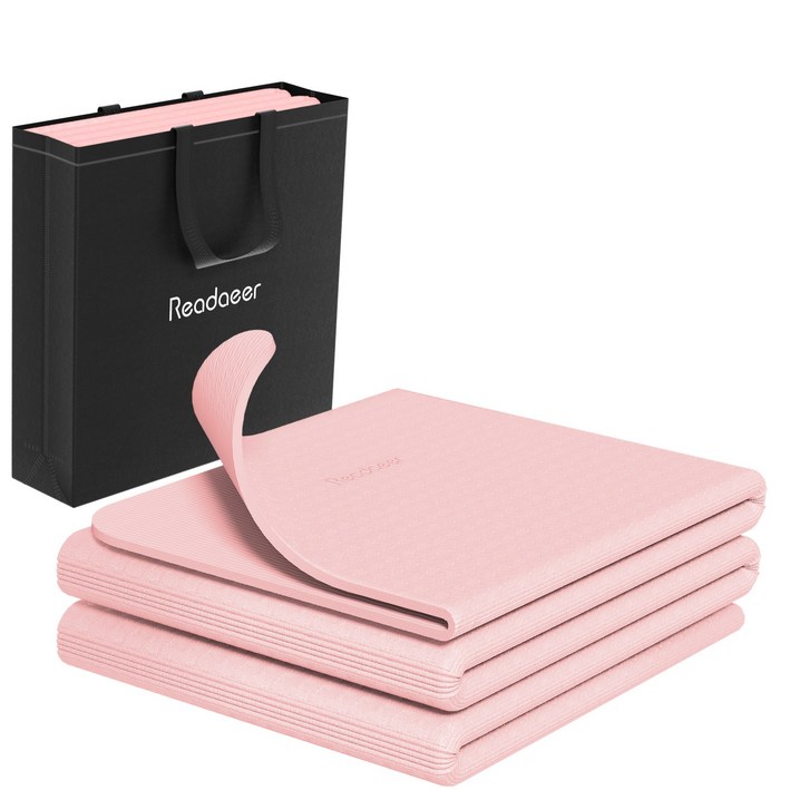 Readaeer 요가매트 고궐리티 TPE 10단 접이식 휴대용 요가매트, 1개, 핑크