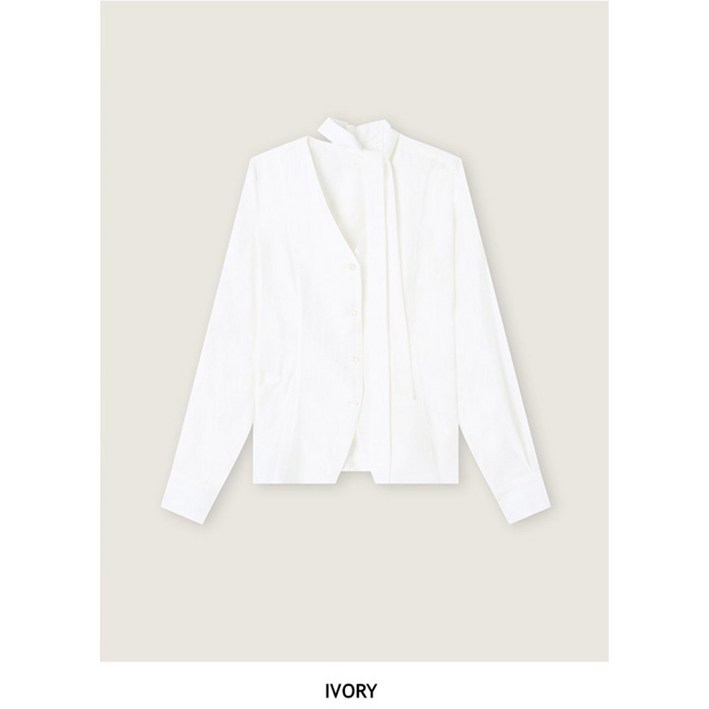 로엠 여성용 브이넥 타이 블라우스