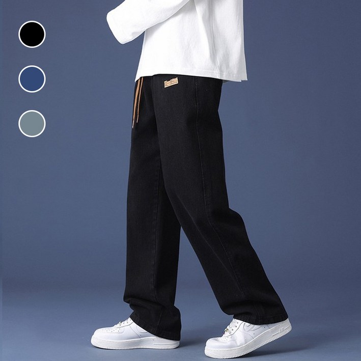 남자 캐주얼 청바지 빈티지 워싱 스트레이트 오버핏 데님팬츠