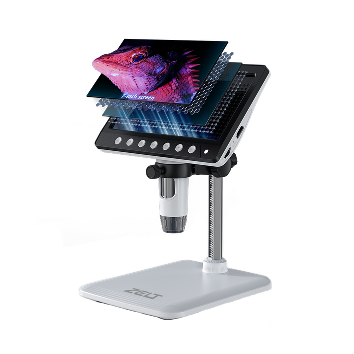 ZELT 젤트 디지털 현미경 실체 확대경 1200배 7인치 모니터 HDMI 연결, 1개