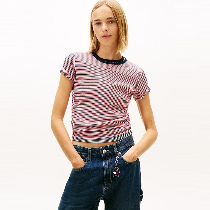 타미힐피거 슬림 에센셜 립 티셔츠 T32G0TTO08TWT10FD