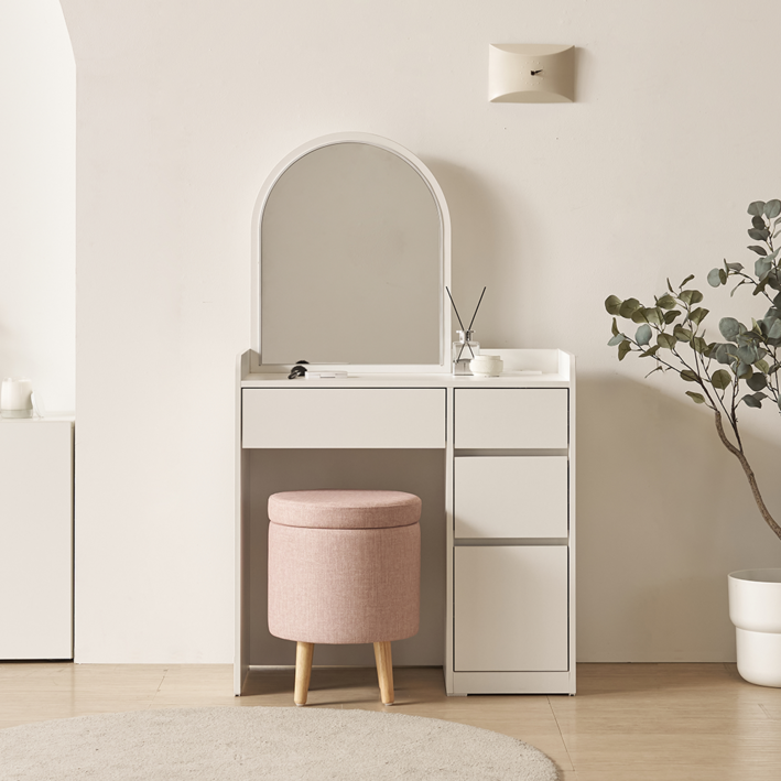 멜루어 800 수납 LED 조명 수납 모던 미니 거울 화이트 화장대세트