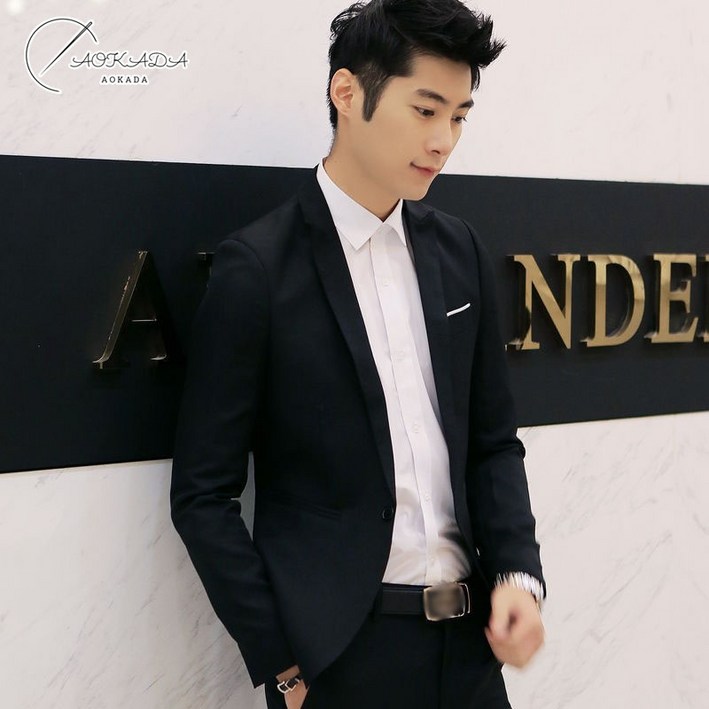 AOKADA 남성 여름 얇은 자외선차단 원버튼 정장 코트 직장인 남자정장