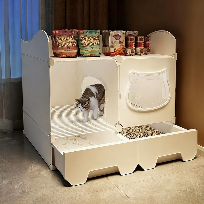 고양이 화장실 반폐쇄식 냥이 화장실