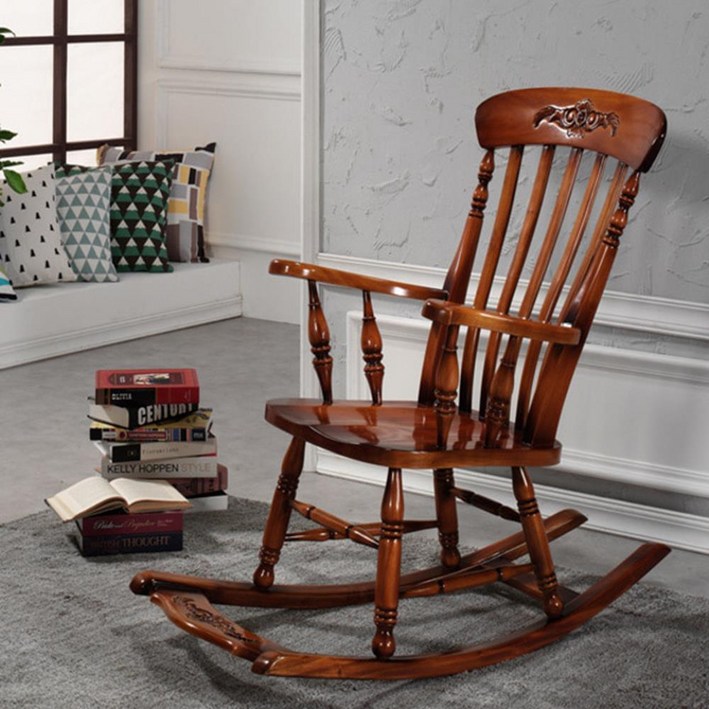 컨츄리 엔틱 원목 가구 흔들 의자 / 안락 암체어 스윙 1인 편한