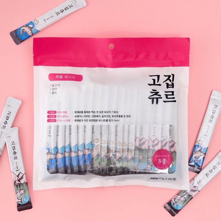 고집츄르 고양이츄르 저염 레시피, 60p, 닭연어참치 버라이어티티 고집츄르 고양이츄르 저염 레시피, 60p, 닭연어참치 버라이어티티