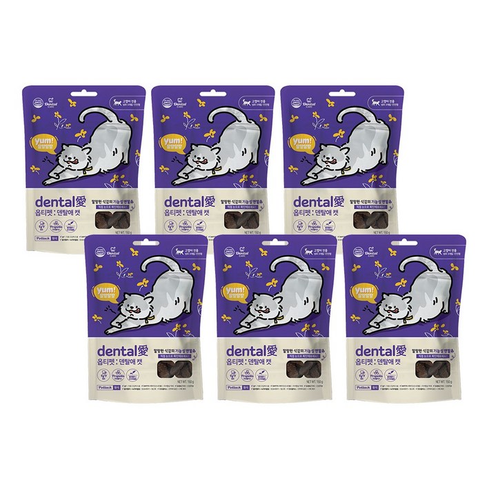 옵티펫 덴탈애 캣 고양이 치석 제거 덴탈껌, 6개, 황태맛, 150g