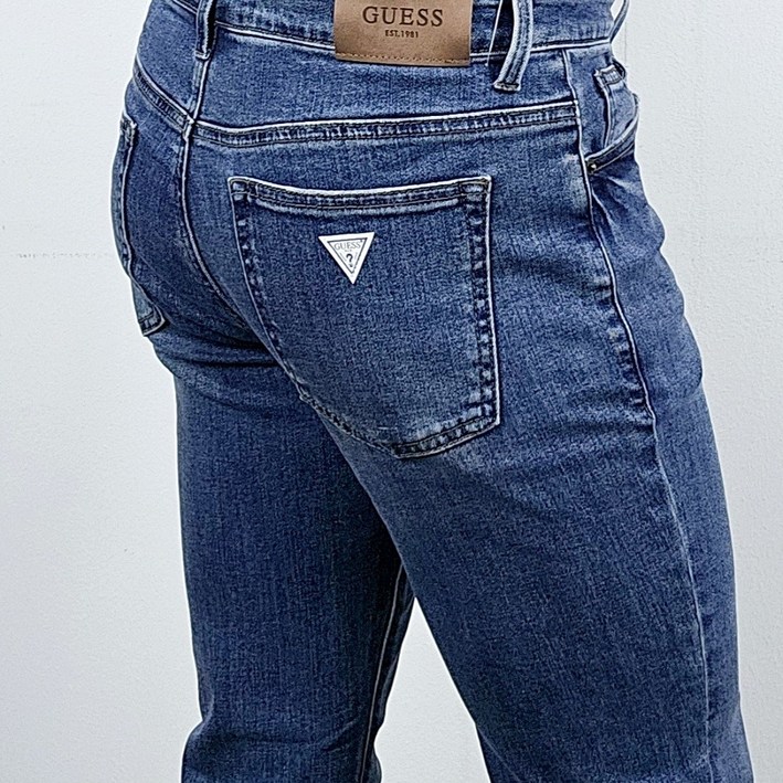 백화점 정품 게스 남성 이센셜 슬림스트레이트 다크블루 데님 청바지 DBL 진청