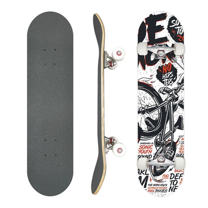 [초보자용 31인치 더블킥보드 4륜 전문가용 트윈팁 스케이트보드 초보자용/전연령대 안전 설계, 1개, 자전거