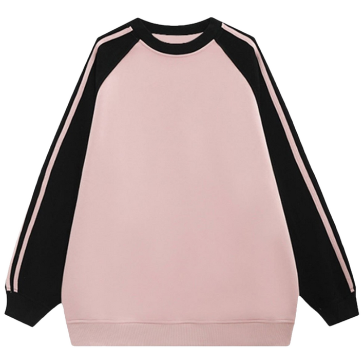 DODLXL 남녀공용 라운드넥 소매 스트라이프 커플티 봄가을 패션 배색 긴팔 맨투맨 티셔츠 상의