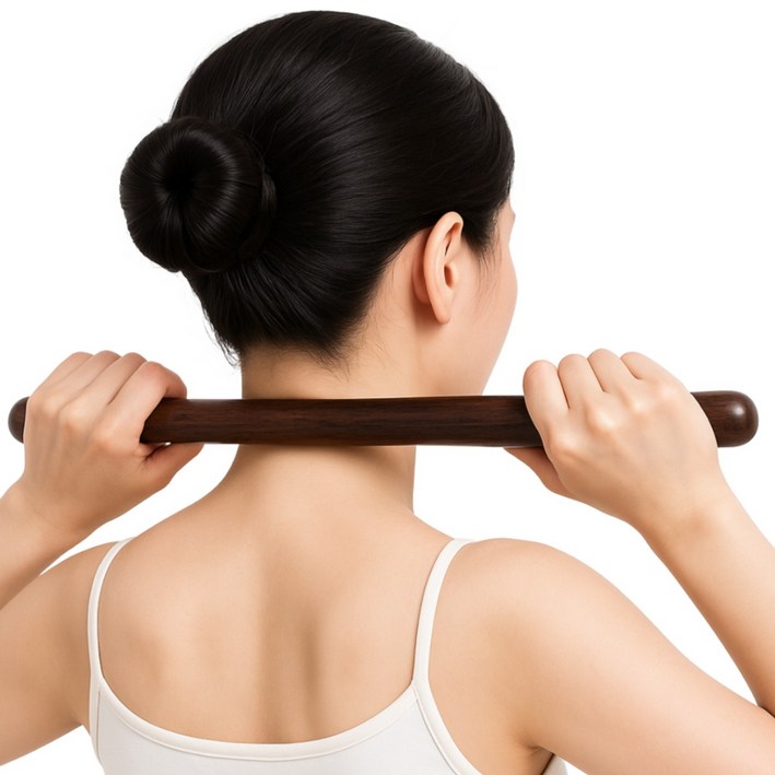 힐목 통증완화 목어깨 지압 마사지봉, 42cm,원목, 1개