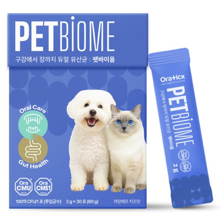 오라틱스 반려동물 강아지 고양이 구강유산균 펫바이옴, 구강/치석관리, 4개