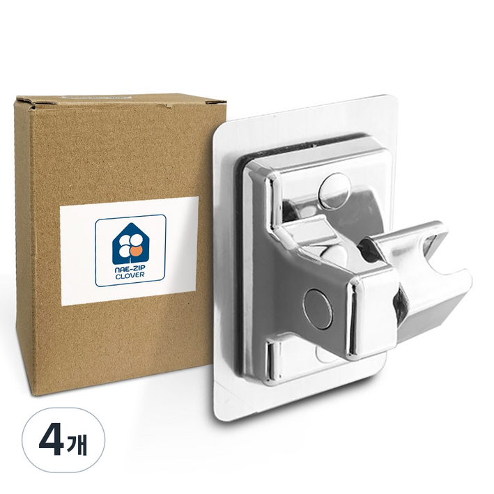 초강력 접착식 샤워기 거치대 고급형, 4개, 고급형 실버