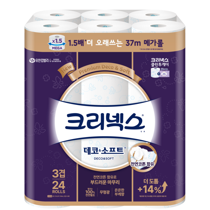 크리넥스 천연펄프 3겹 데코소프트 37m