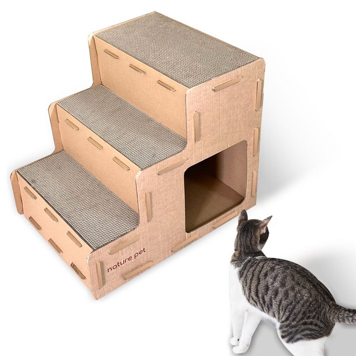 네이처펫 고양이 계단형 스텝 스크래처 하우스