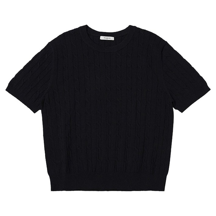 폴햄 여성용 케이블 라운드넥 반팔 니트