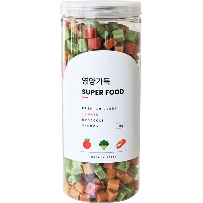 제로랩스 강아지 영양가득 져키, 혼합맛(토마토/브로콜리/연어), 1kg, 1개