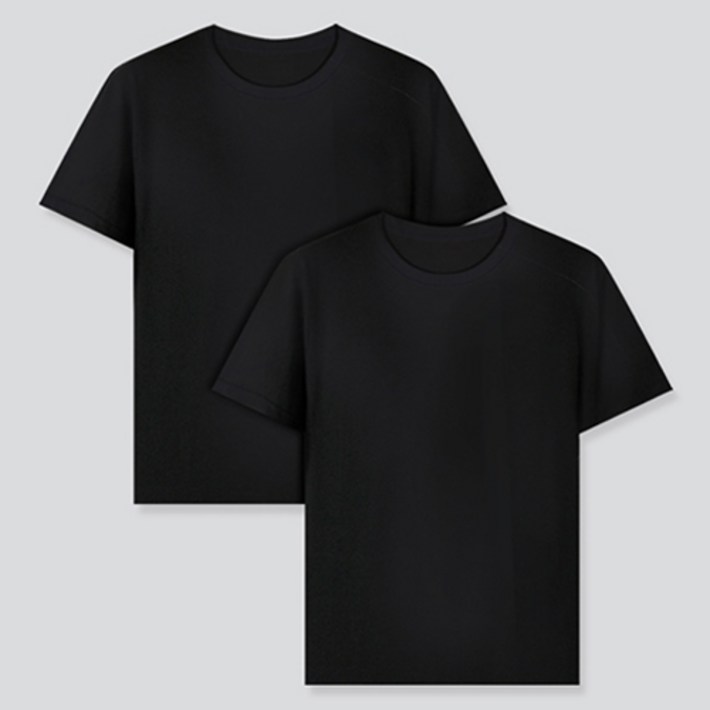 유니패밀리 남녀공용 베이직 라운드 통기성 반팔 티셔츠 2p