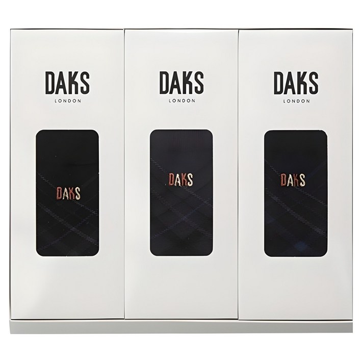 닥스 남성용 신사 중목 체크 3족 양말 선물세트  쇼핑백
