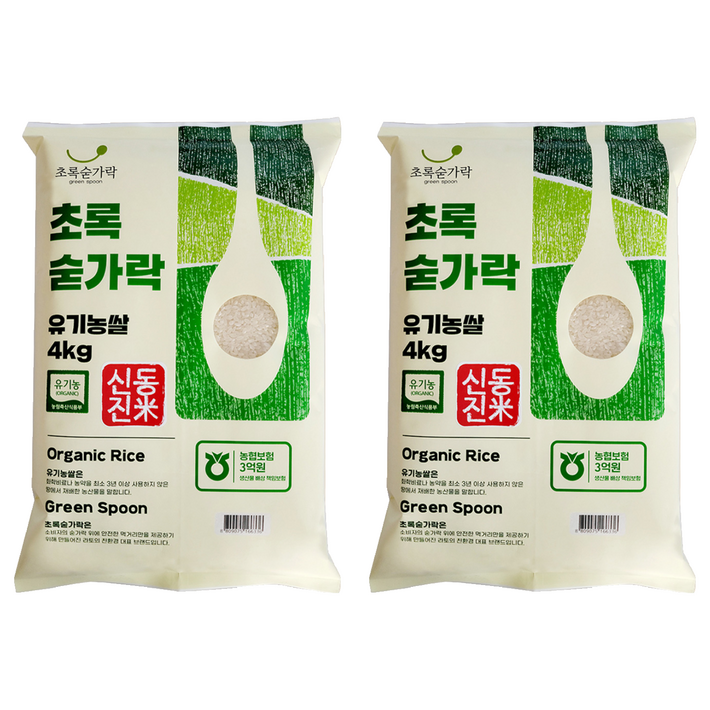 초록숟가락 신동진 유기농쌀, 상등급, 4kg, 2개