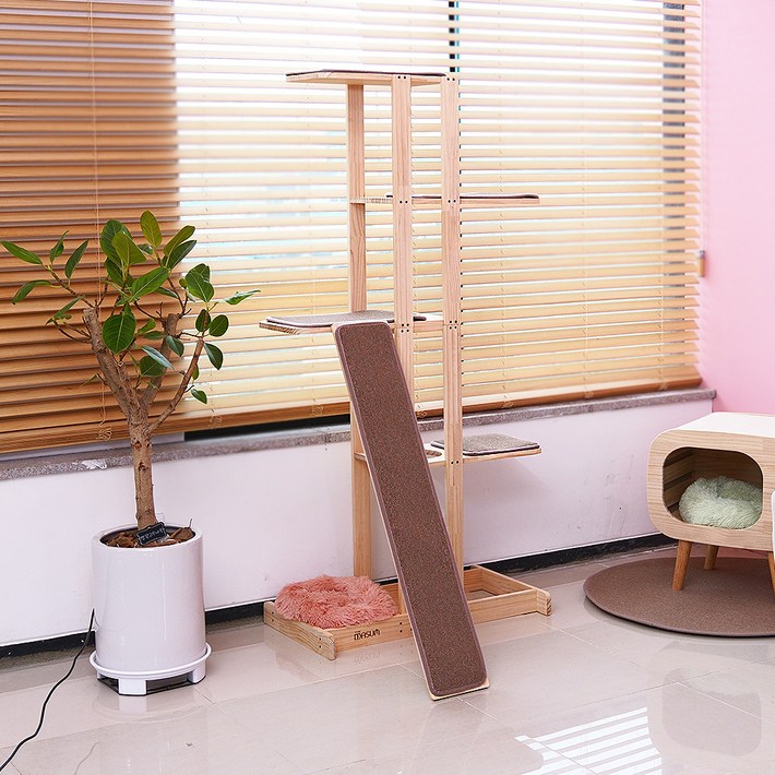 더따슴 5단 원목 캣타워, 혼합색상, 1개 더따슴 5단 원목 캣타워, 혼합색상, 1개