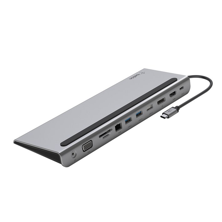 벨킨 connect USB C타입 11 in 1 멀티 포트 허브 독 INC004bt, 그레이, 1개