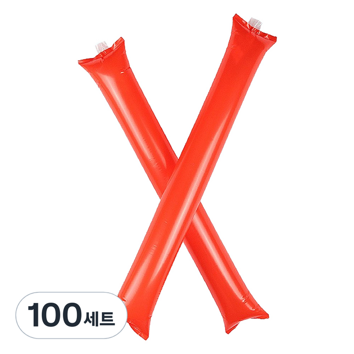 문구담 컬러 막대풍선 야구장 응원봉 2p, 레드, 100세트