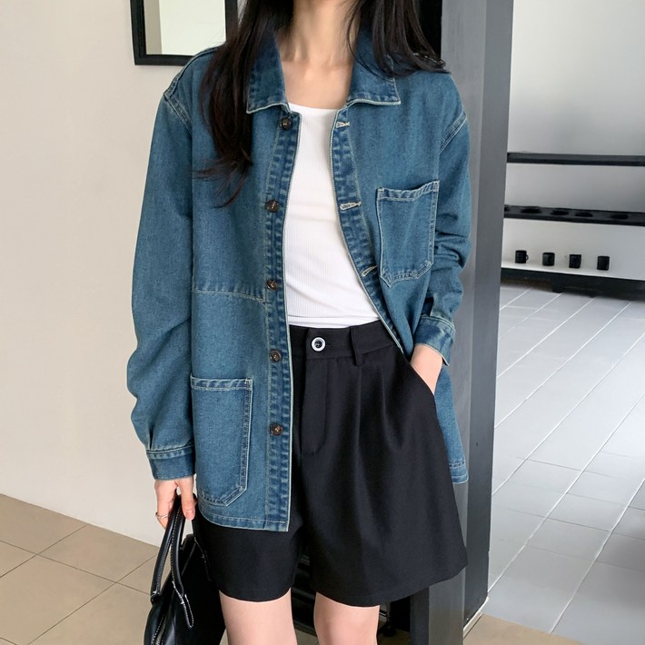 아피나르 여성용 루즈핏 데님 셔켓