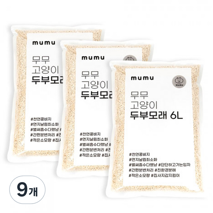 무무 고양이 두부모래, 6L, 9개