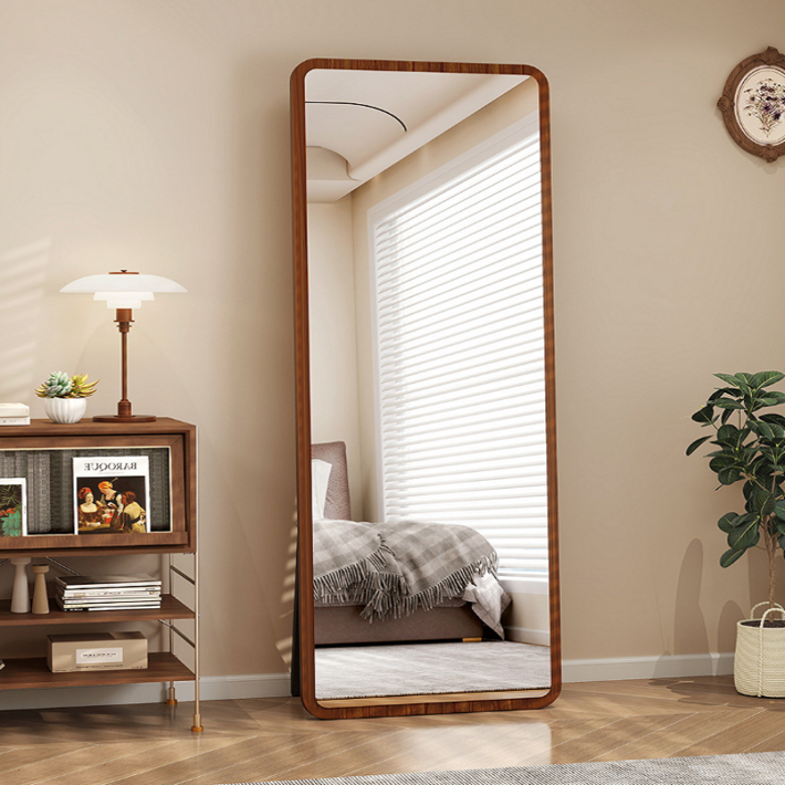 데보코 우드 스탠드 벽걸이 전신거울 40 x 155 cm, 월넛