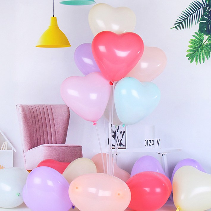 뷰라뷰 마카롱 하트 풍선 200p, 랜덤발송, 1세트