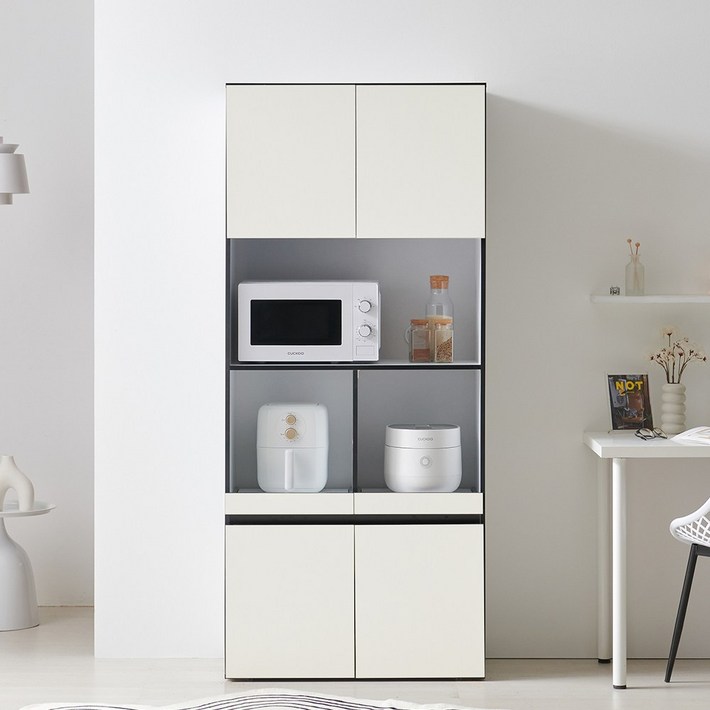 오브제 전자 렌지 수납장 다이 선반 800, 코지화이트, 4단