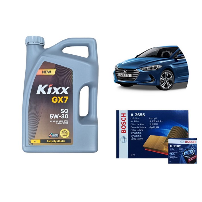 킥스 GX7 5W30 아반떼AD 엔진오일에어크리너오일필터 세트